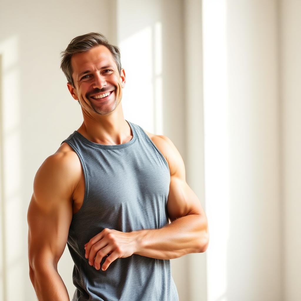 Confident, energized man embracing a healthy lifestyle